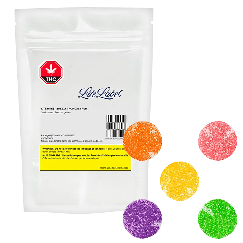 Lite Label Lite Bites 20 pack Breezy Tropical Fruit Gummies Edibles