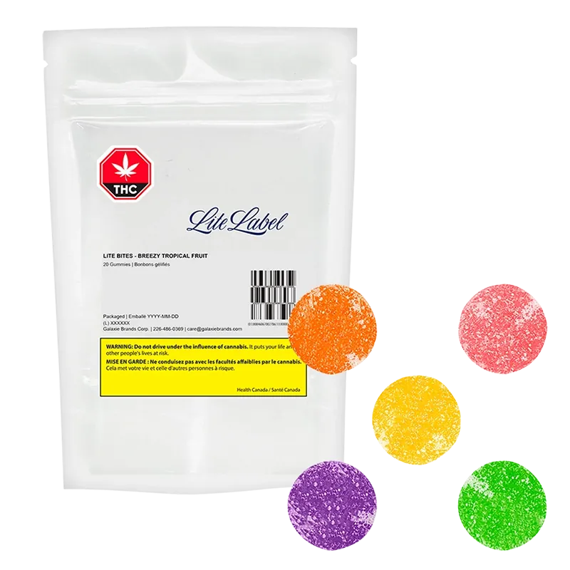 Lite Label Lite Bites 20 pack Breezy Tropical Fruit Gummies Edibles