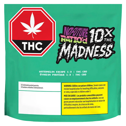 No Future 10 pack 10X the Madness Ratio'd Watermelon Escape 1:3 THC/CBD Gummies Edibles