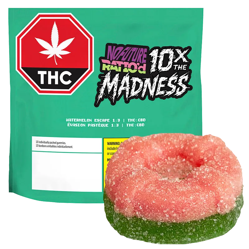 No Future 10 pack 10X the Madness Ratio'd Watermelon Escape 1:3 THC/CBD Gummies Edibles