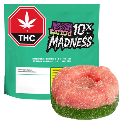 No Future 10 pack 10X the Madness Ratio'd Watermelon Escape 1:3 THC/CBD Gummies Edibles