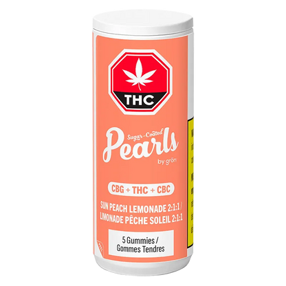 Pearls by Grön 5 pack Sun Peach Lemonade 2:1:1 CBG/THC/CBC Gummies Edibles