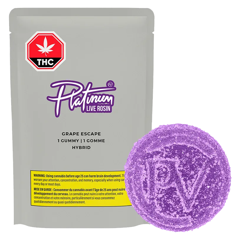 Platinum 1 pack Grape Escape Live Rosin Gummies Edibles