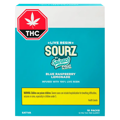 Sourz By Spinach 10 Pack Fully Blasted Blue Raspberry Lemonade Lre Chews Edibles