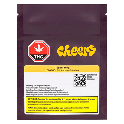 Cheers Cannabis 2 Pack Tropical Tang 1:1 CBG:THC FSO Gummies Edibles