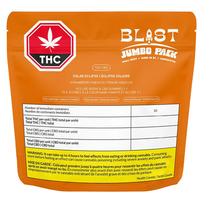 BLAST 10 Pack Jumbo Pack Solar Eclipse Live Rosin 1:1 CBG:THC Gummies Edibles
