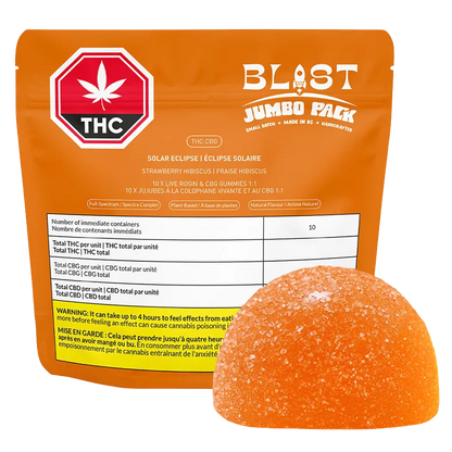 BLAST 10 Pack Jumbo Pack Solar Eclipse Live Rosin 1:1 CBG:THC Gummies Edibles