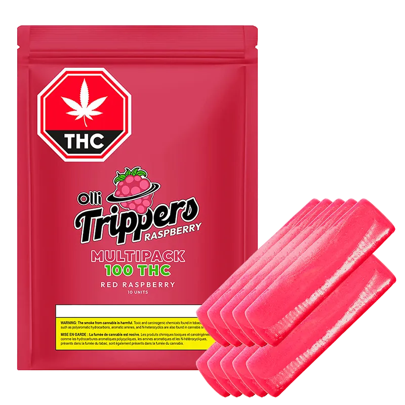 Trippers 10 Pack Multi Raspberry Taffy Gummies Edibles