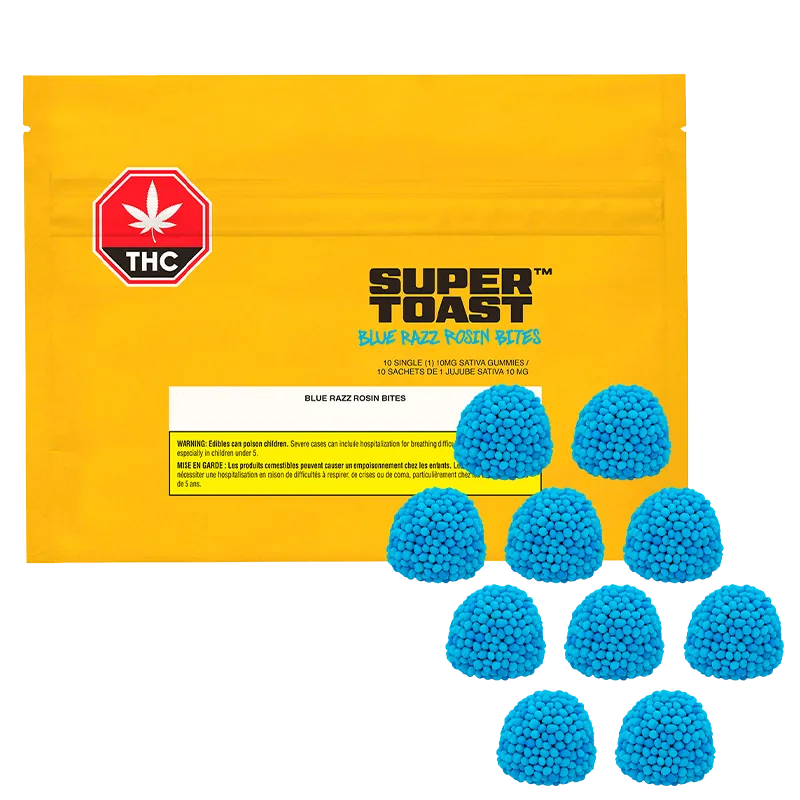 Super Toast 10 Pack Blue Razz Rosin Bites Edibles