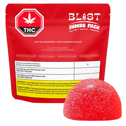 Blast 10 Pack Sour Wild Raspberry Live Rosin Gummies Edibles