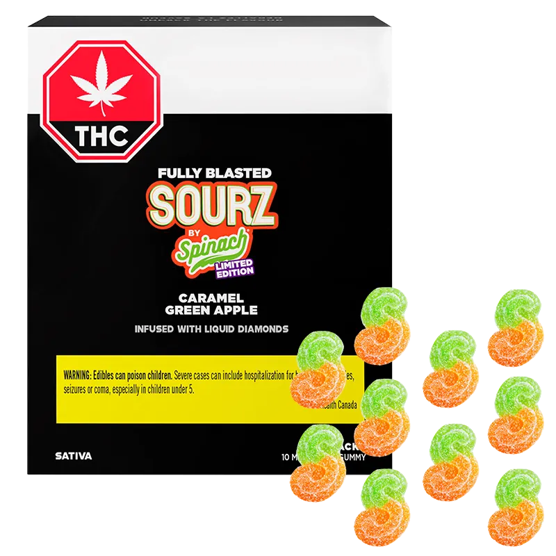 Spinach 10 Pack Fully Blasted Caramel Green Apple Gummies Edibles