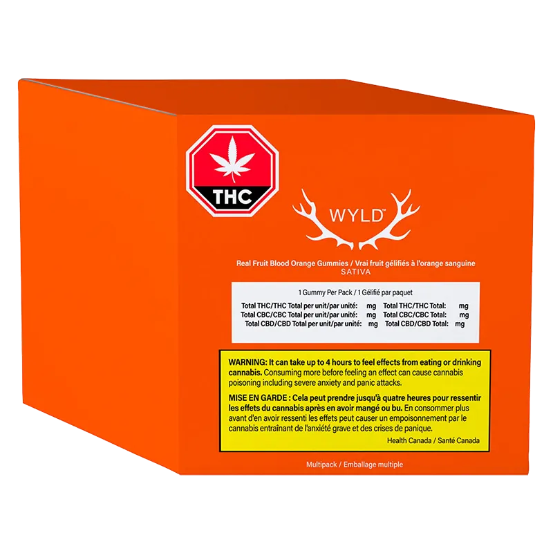 Wyld 10 Pack Real Fruit Blood Orange 1:1 THC:CBC Gummies Edibles