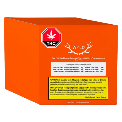 Wyld 10 Pack Real Fruit Blood Orange 1:1 THC:CBC Gummies Edibles