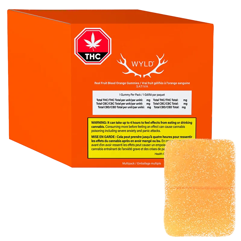 Wyld 10 Pack Real Fruit Blood Orange 1:1 THC:CBC Gummies Edibles