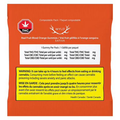 Wyld 1 Pack Real Fruit Blood Orange 1:1 THC:CBC Gummy Edibles