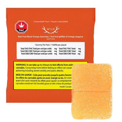 Wyld 1 Pack Real Fruit Blood Orange 1:1 THC:CBC Gummy Edibles
