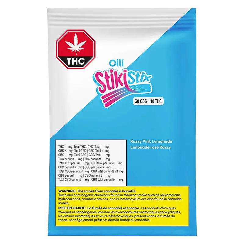 StikiStix 10 Pack Sour Razzy Pink Lemonade Gummies Edibles