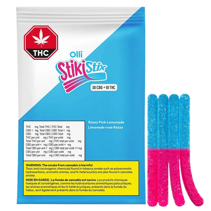 StikiStix 10 Pack Sour Razzy Pink Lemonade Gummies Edibles