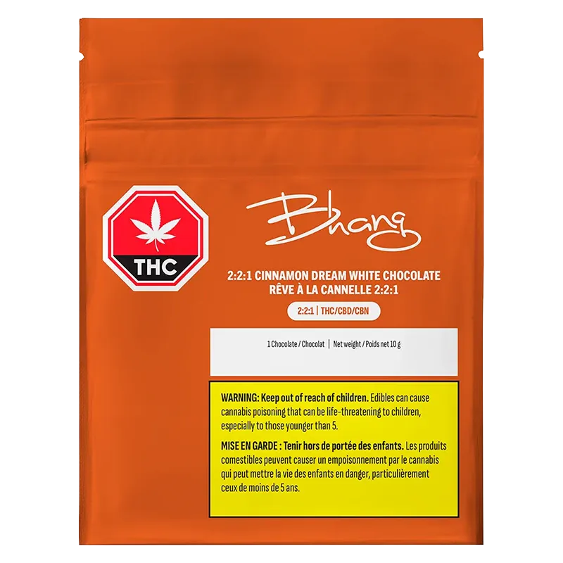 Bhang 1 Pack Cinnamon Dream THC/CBD/CBN White Chocolate Edibles