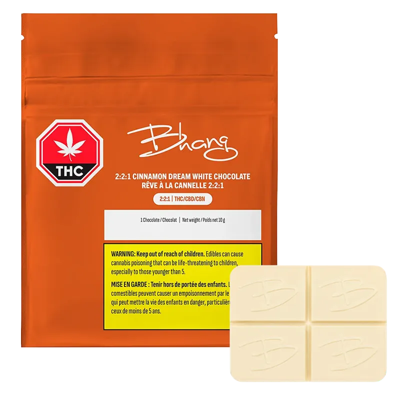 Bhang 1 Pack Cinnamon Dream THC/CBD/CBN White Chocolate Edibles