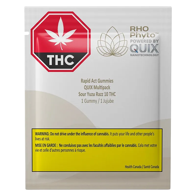 RHO Phyto 10 Pack Rapid Act Chews Quix Sour Yuzu Razz Gummies Edibles