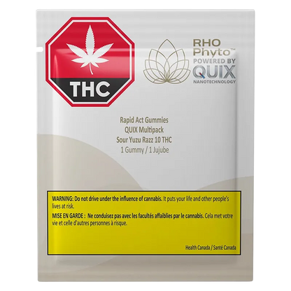 RHO Phyto 10 Pack Rapid Act Chews Quix Sour Yuzu Razz Gummies Edibles
