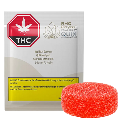 RHO Phyto 10 Pack Rapid Act Chews Quix Sour Yuzu Razz Gummies Edibles
