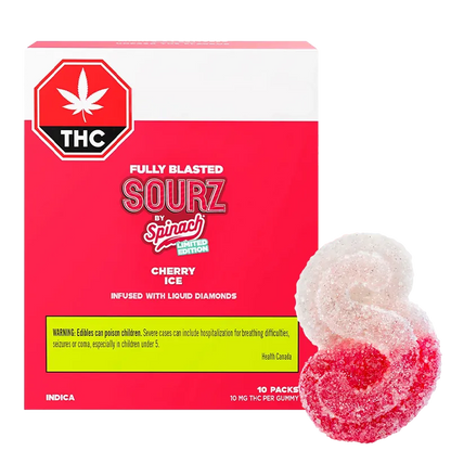 SOURZ by Spinach 10 Pack Fully Blasted Cherry Ice Gummies Edibles