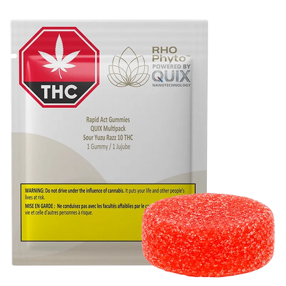 RHO Phyto 1 Pack Rapid Act Chews Quix Sour Yuzu Razz Gummies 10 mg Edibles