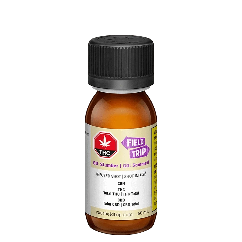 Front view of the GO: Slumber Elixir bottle, showcasing its label against a plain white background.