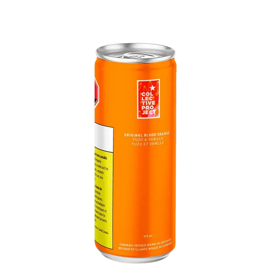 Front view of the Original Blood Orange Yuzu & Vanilla Juice container with branding, displaying a colorful, modern design.