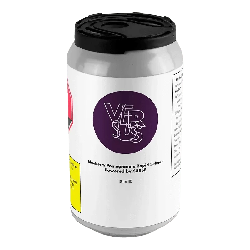 Front view of the Blueberry Pomegranate Rapid Seltzer can with branding and text details, set against a plain white background.