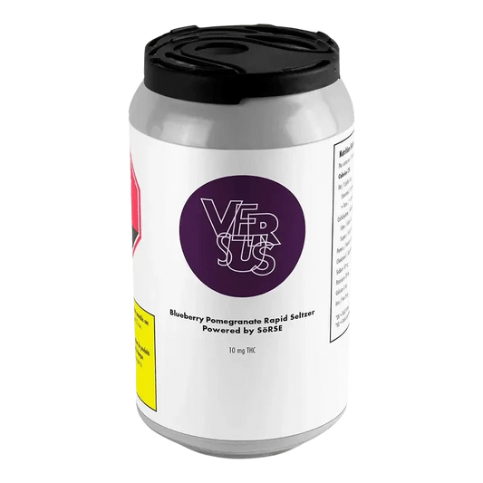 Front view of the Blueberry Pomegranate Rapid Seltzer can with branding and text details, set against a plain white background.