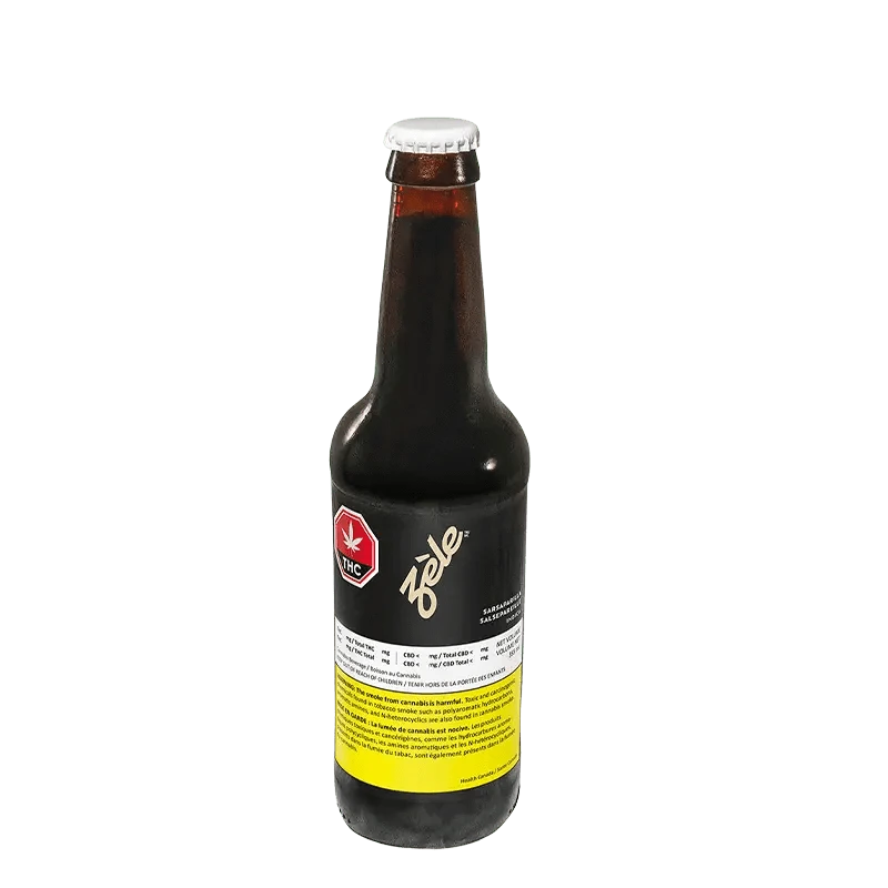 A front view of the Sarsaparilla Craft Soda bottle with a vintage label design against a plain background.
