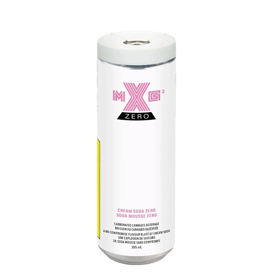 Front view of the Cream Soda Zero can, featuring a colorful logo and minimalist design against a plain white background.