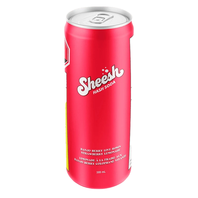 Front view of the Banjo Berry Live Rosin Strawberry Lemonade can with a colorful, dynamic logo design.