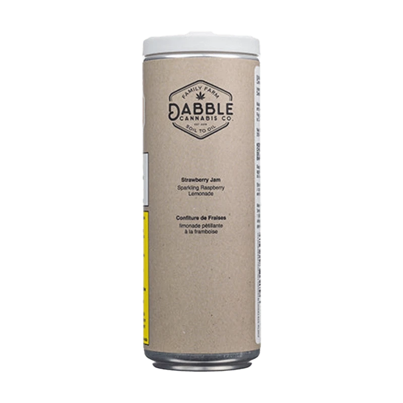 Front view of the Strawberry Jam Live Rosin Infused Raspberry Sparkling Lemonade can with a simple design on a white background.