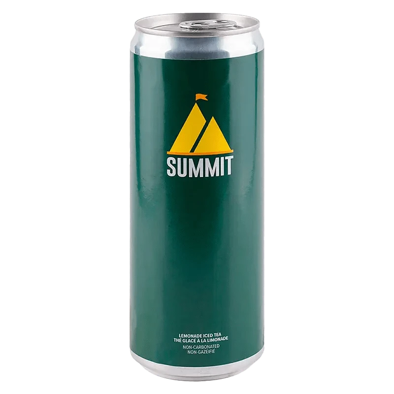 Front view of the Lemonade Iced Tea can, featuring a white logo against a dark green background.
