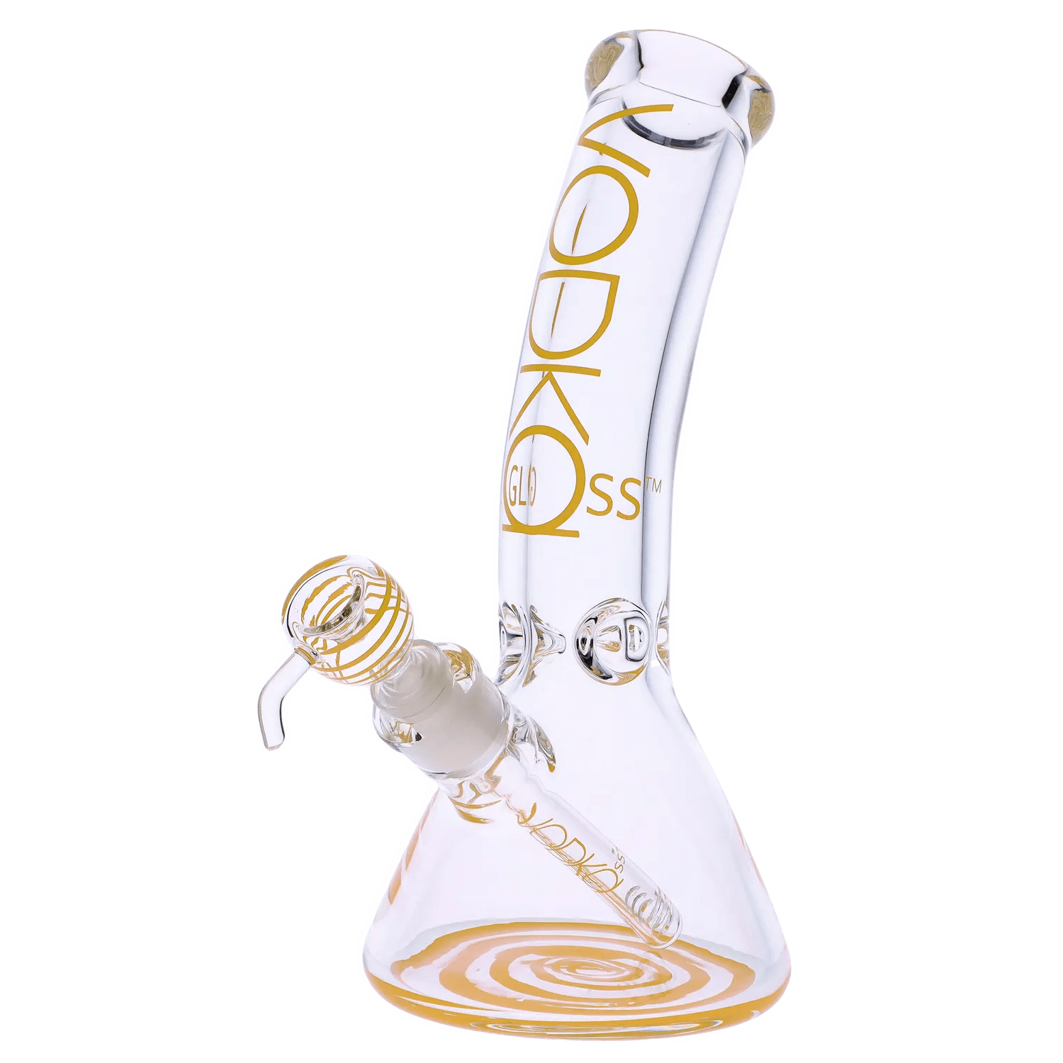 Vodka Each Vodka 9mm Bent Neck Water Pipe - Gold - 12in. Bongs