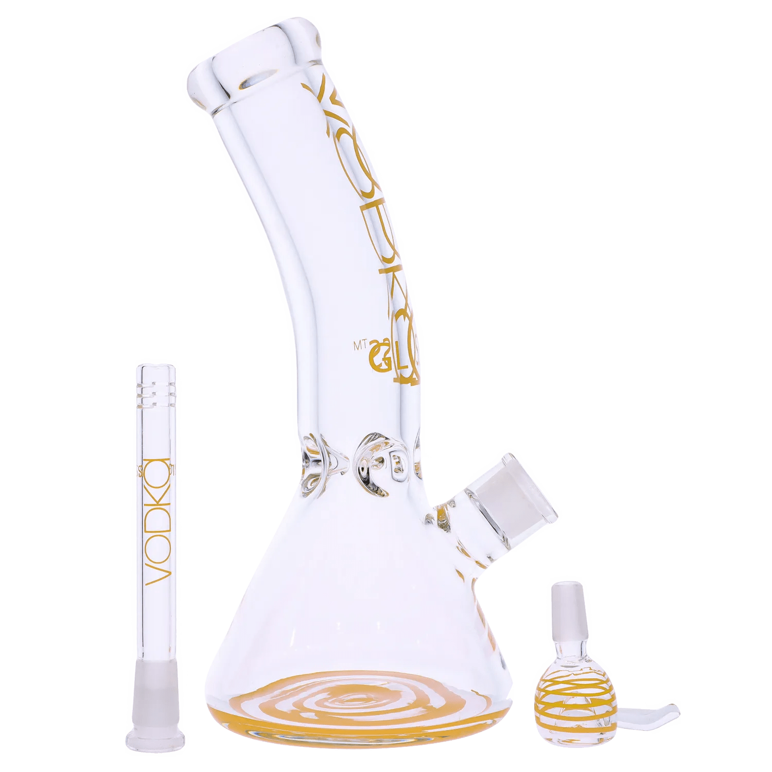 Vodka Each Vodka 9mm Bent Neck Water Pipe - Gold - 12in. Bongs