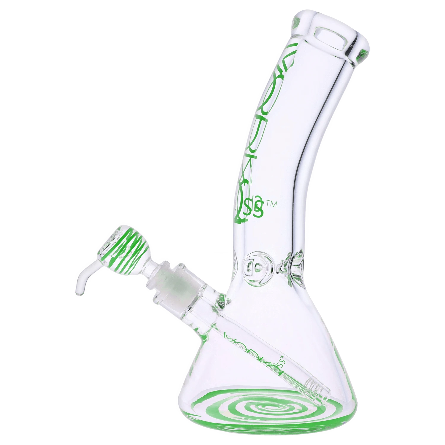 Vodka Each Vodka 9mm Bent Neck Water Pipe - Green - 12in Bongs