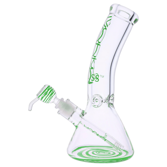Vodka Each Vodka 9mm Bent Neck Water Pipe - Green - 12in Bongs