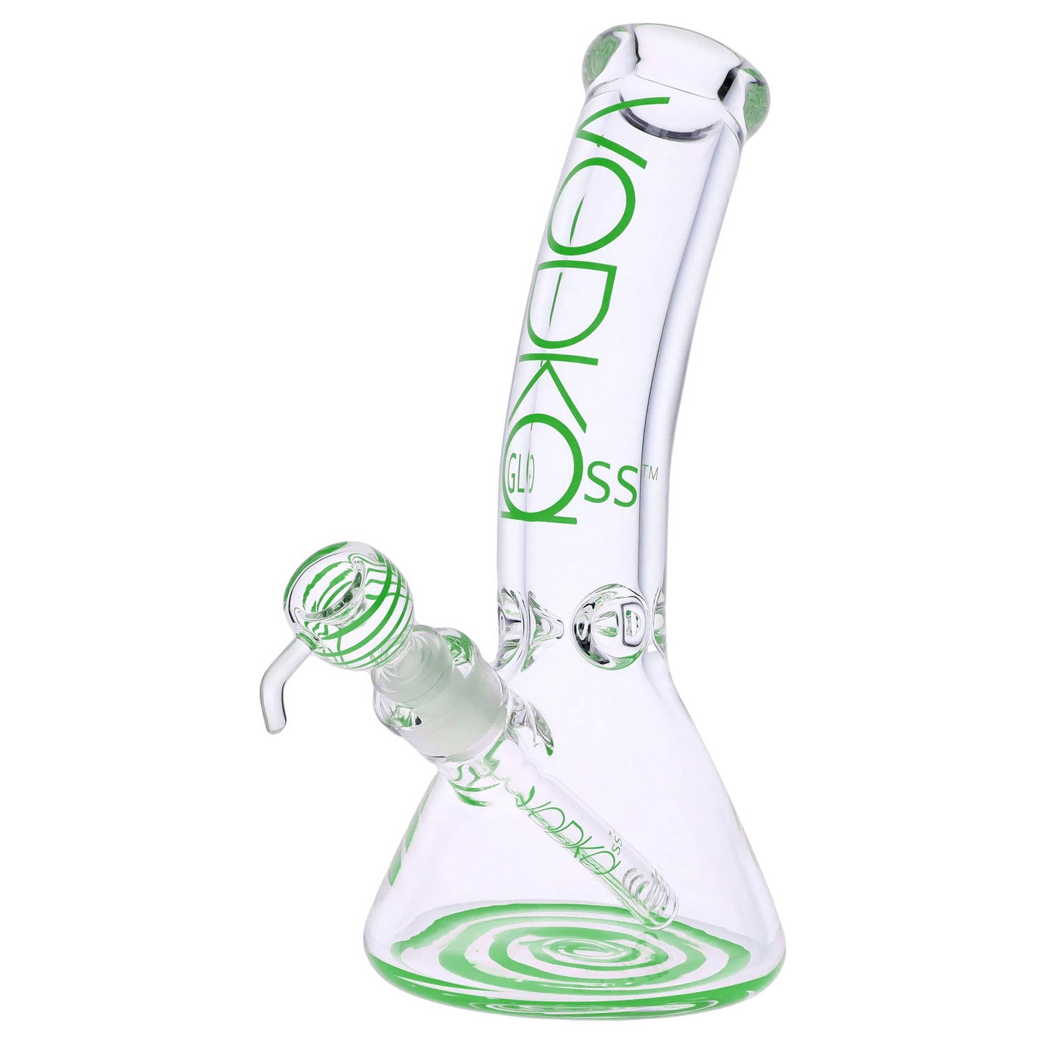 Vodka Each Vodka 9mm Bent Neck Water Pipe - Green - 12in Bongs