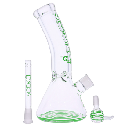 Vodka Each Vodka 9mm Bent Neck Water Pipe - Green - 12in Bongs