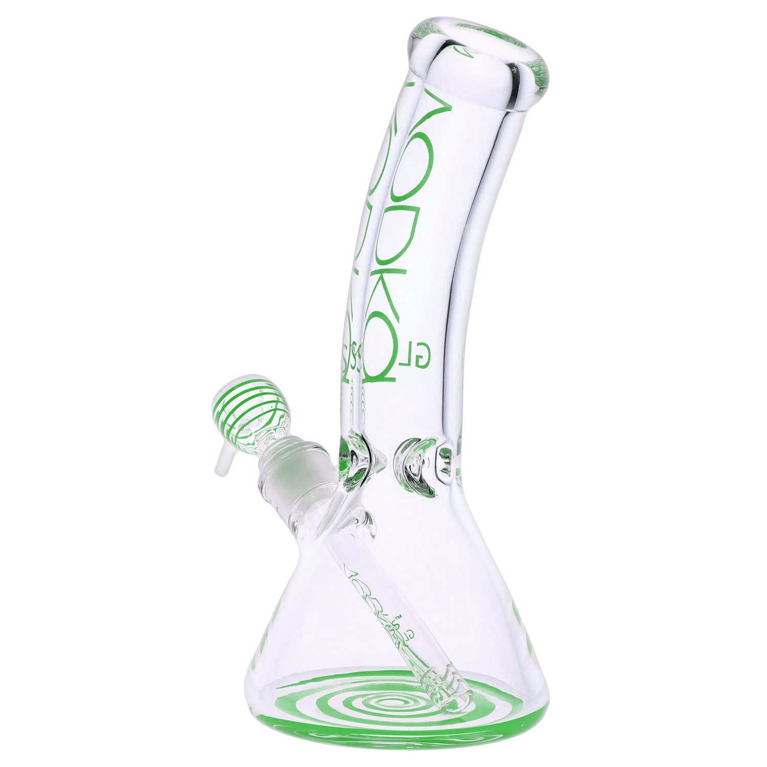 Vodka Each Vodka 9mm Bent Neck Water Pipe - Green - 12in Bongs