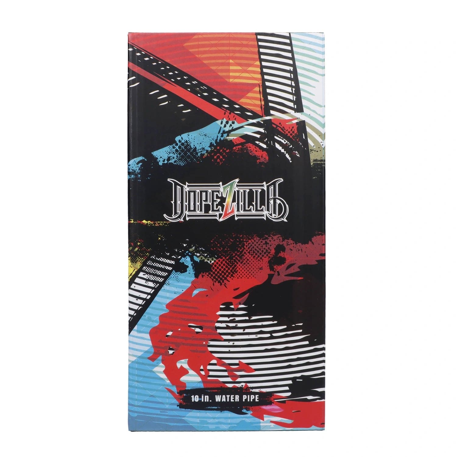 Front view of the 10-inch Dopezilla Slimzilla Water Pipe in green, featuring colorful splatter graphics on the glass body.