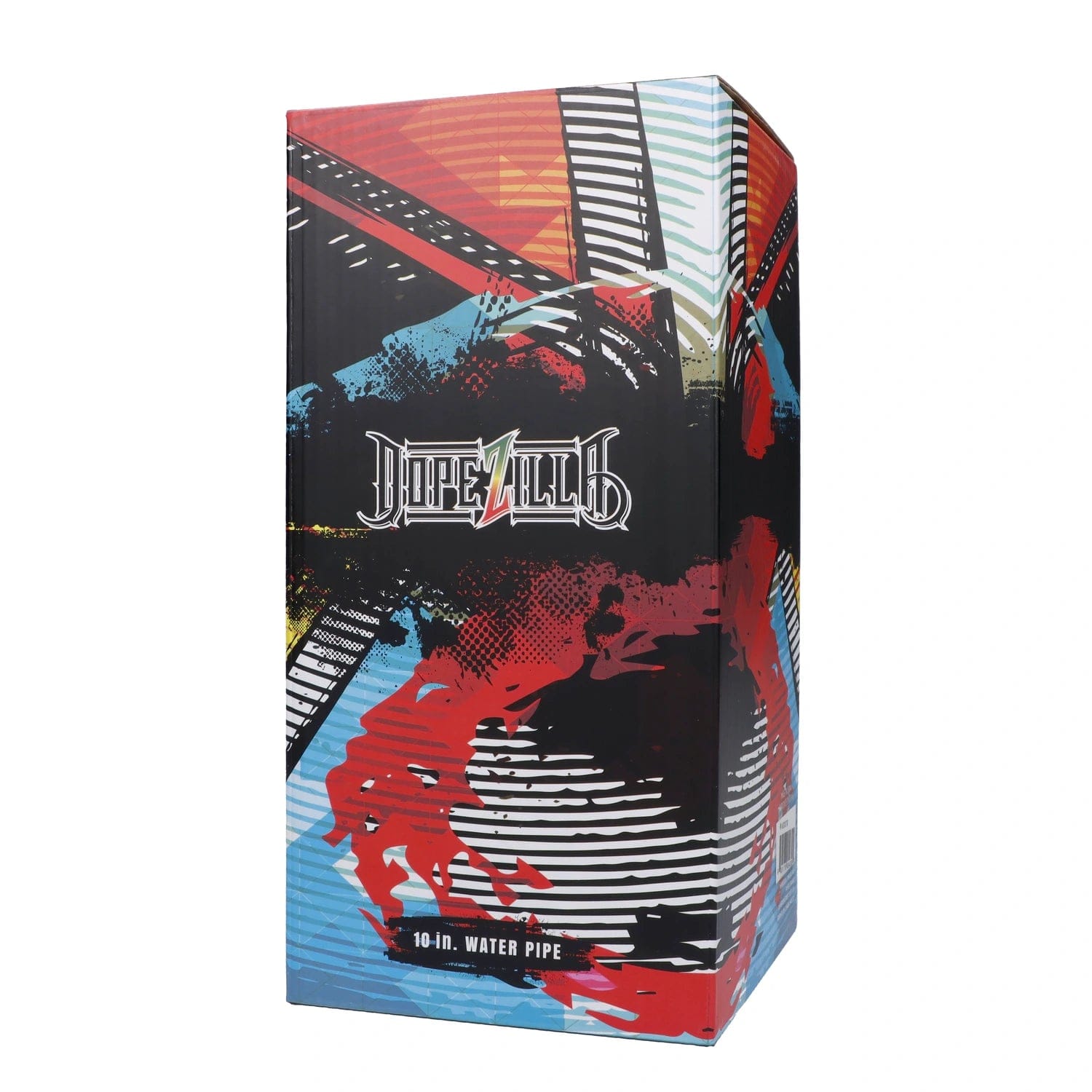 Front view of the 10-inch Dopezilla Slimzilla water pipe with a green and blue graphic design.