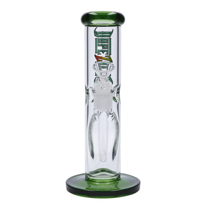 A front view of the 10-inch Dopezilla Slimzilla water pipe in green, showing its simple cylindrical shape and base.