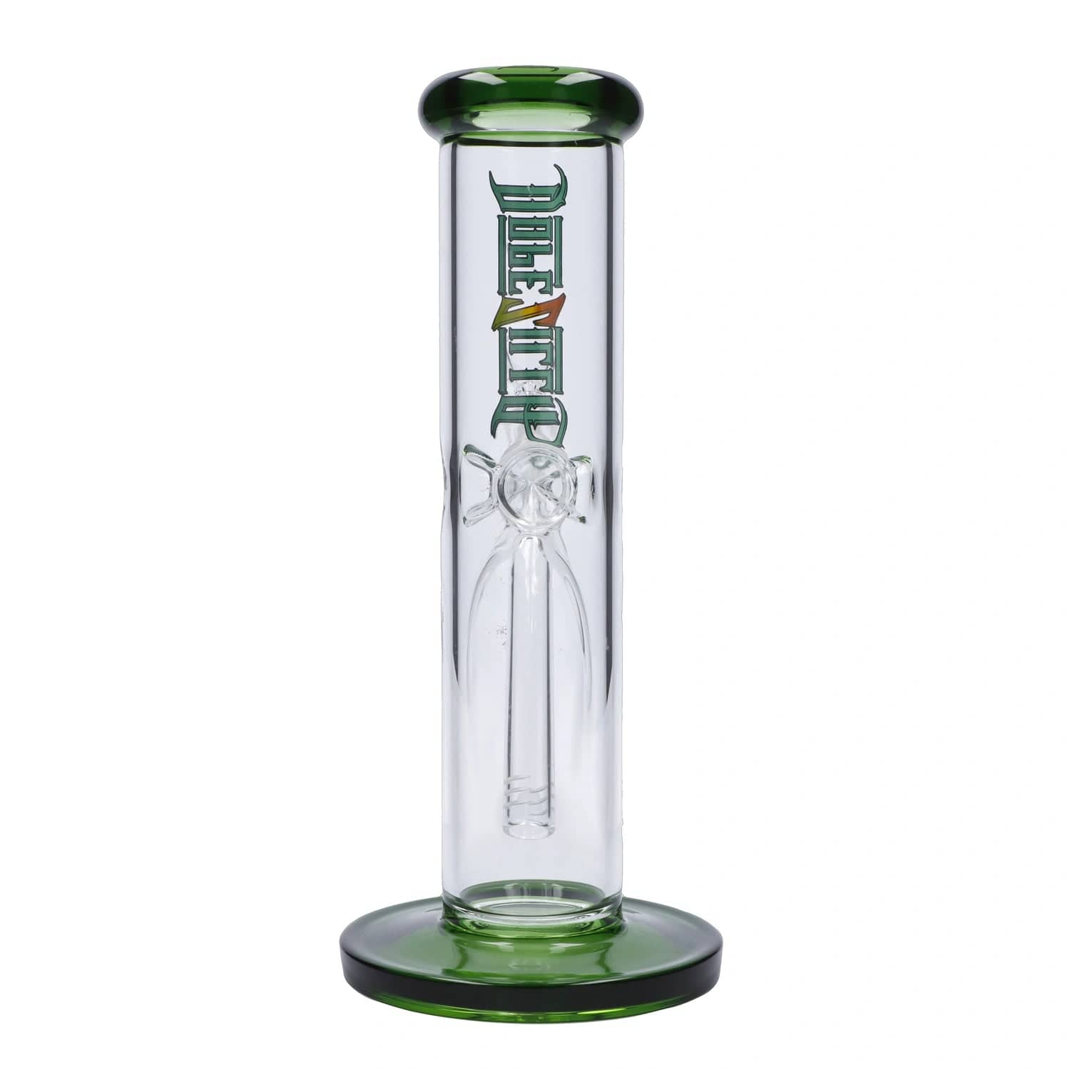 A studio shot of the 10-inch Dopezilla Slimzilla Water Pipe in green glass, angled slightly from above.
