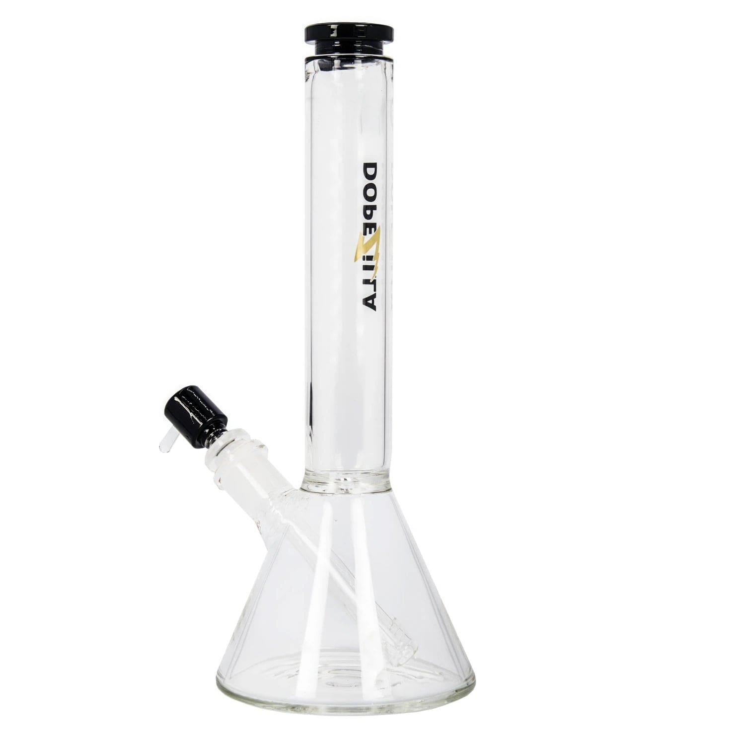 Front view of the 12-inch Dopezilla Chimera water pipe, showcasing its black accent and classic beaker shape.